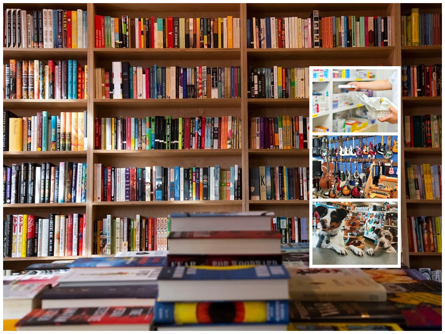 a book shelf with many books