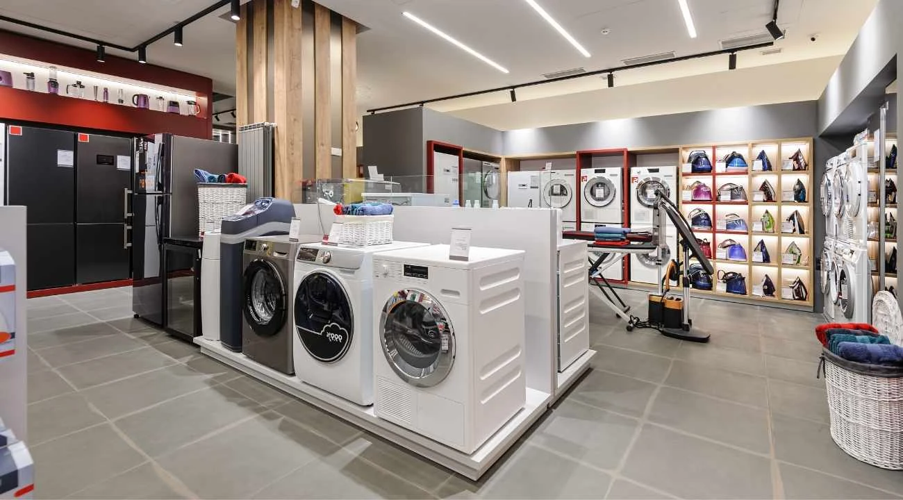 a store with washing machines