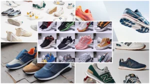 a collage of different shoes