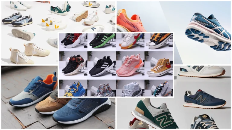 a collage of different shoes