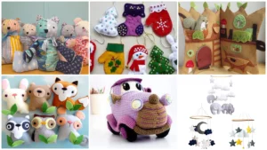 a collage of different stuffed animals