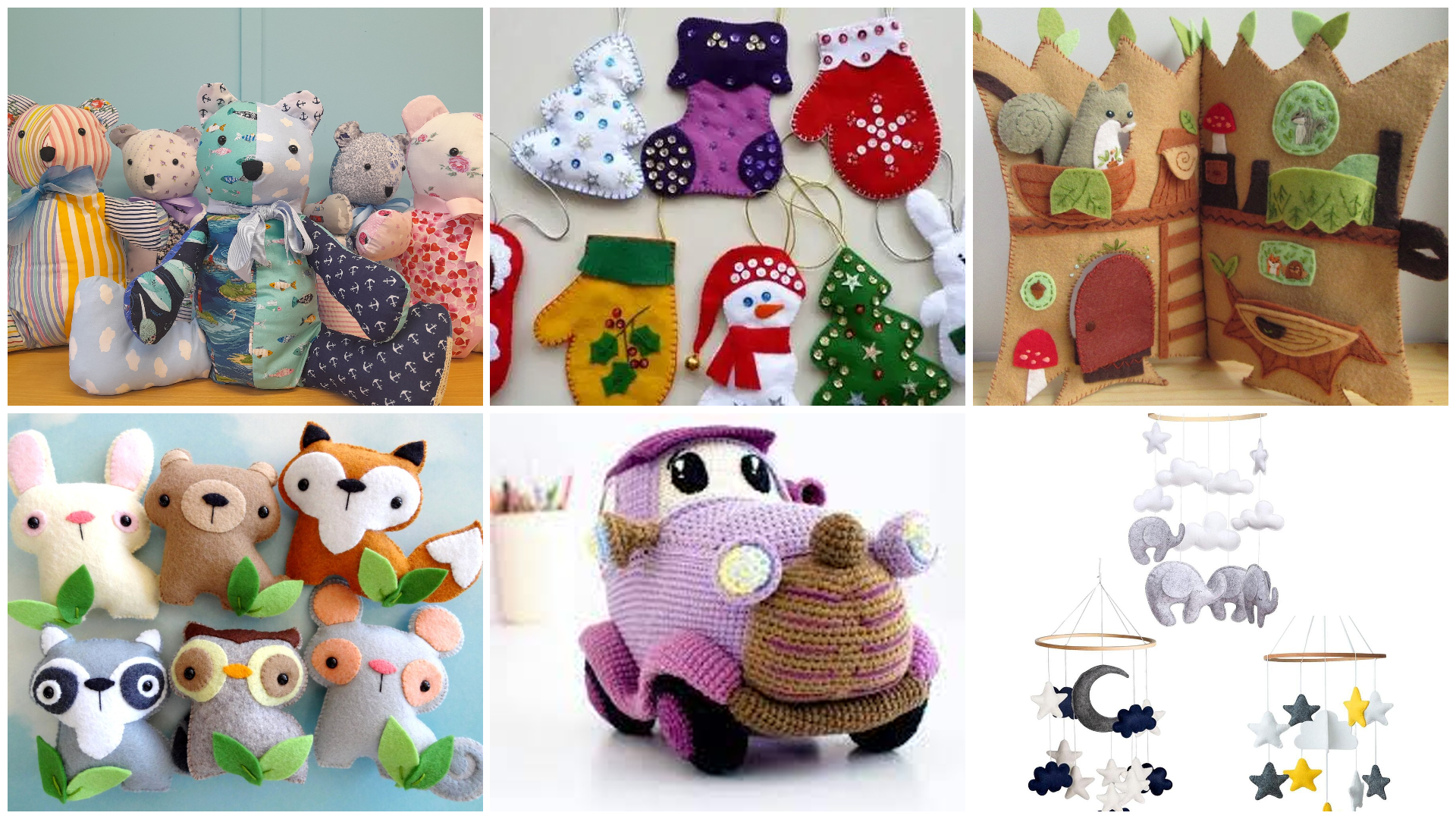 a collage of different stuffed animals