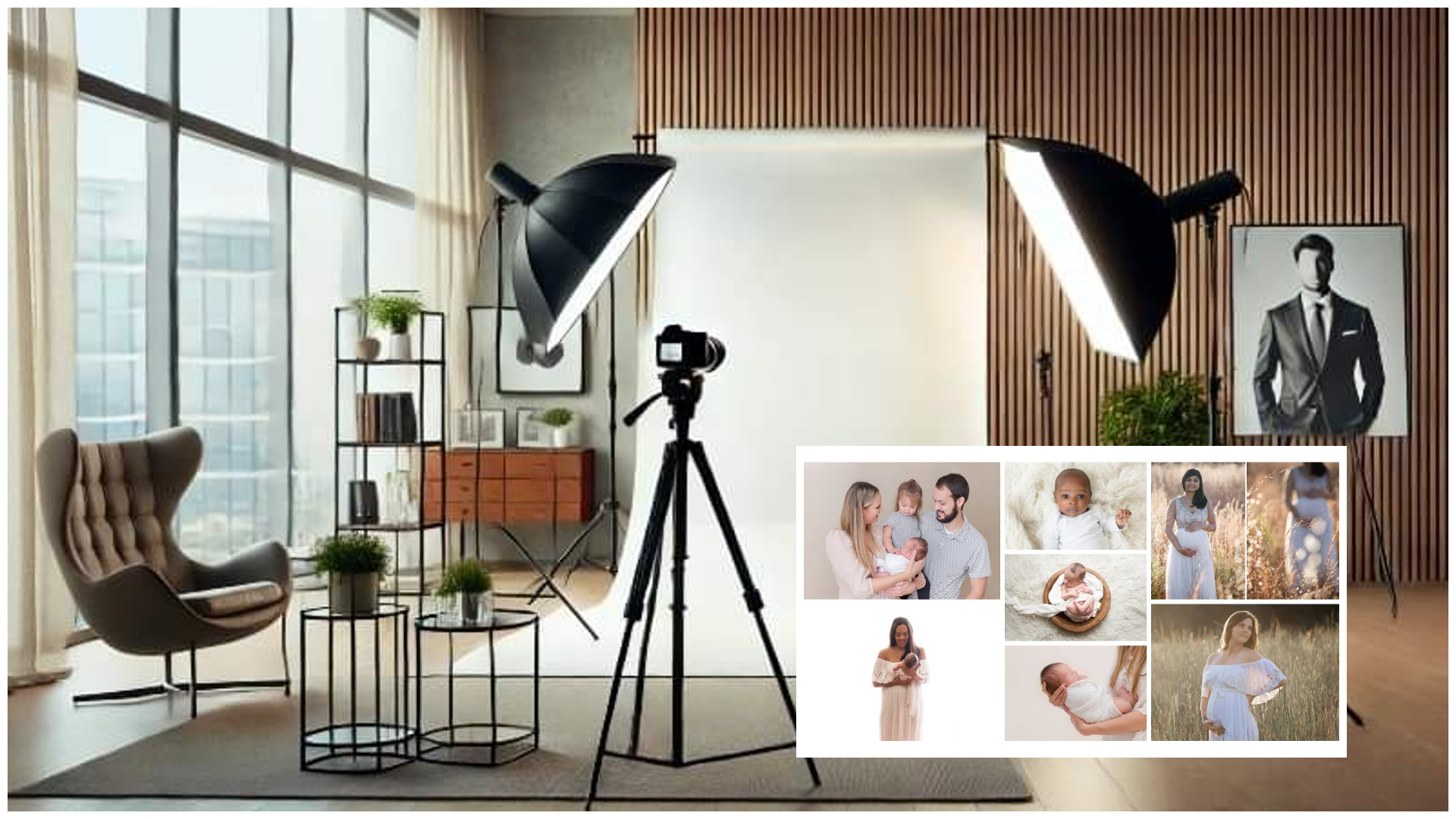 a camera in a room with a couple of people