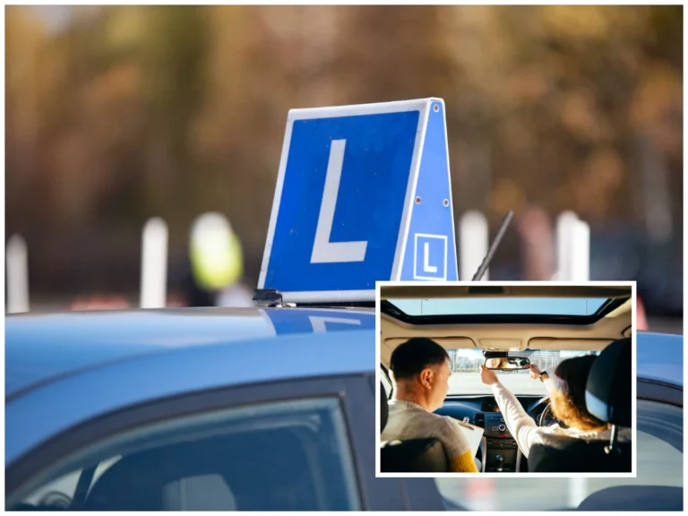 Nauka jazdy w samochodzie szkoleniowym.