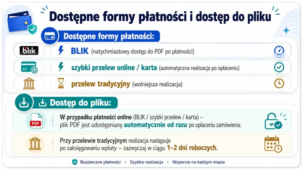 Natychmiastowy dostęp do biznesplanu w formacie PDF po płatności online