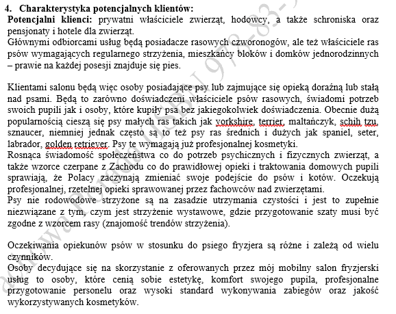 Biznesplan psi salon piękności na kółkach / mobilny groomer – wzór PDF do dotacji