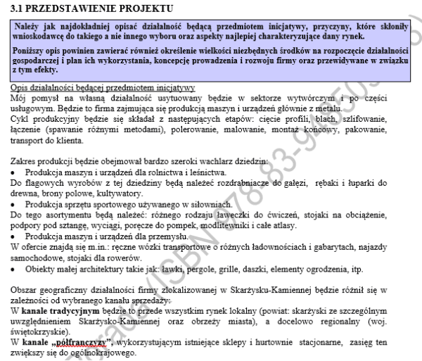 opis działalności BIZNESPLAN produkcja maszyn, urządzeń i wyrobów z metalu PDF – wzór do dotacji