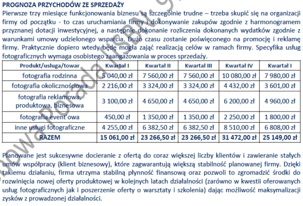 BIZNESPLAN studio fotograficzne – gotowy wzór PDF do dotacji