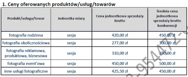 BIZNESPLAN studio fotograficzne – gotowy wzór PDF do dotacji