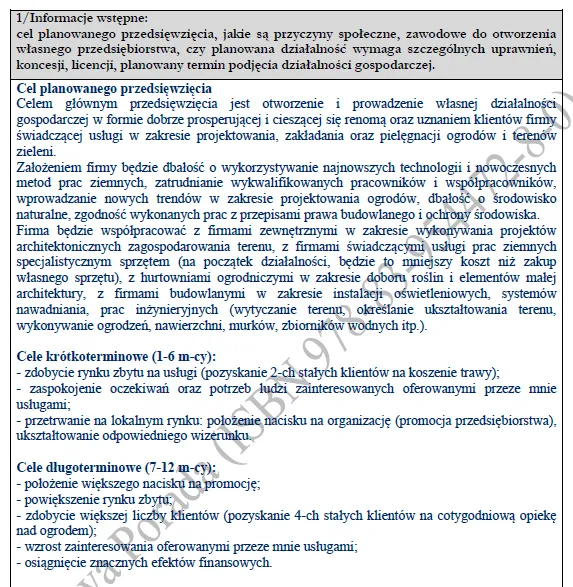 BIZNES PLAN - usługi ogrodnicze (2) BIZNESPLAN usługi ogrodnicze – gotowy wzór PDF do dotacji