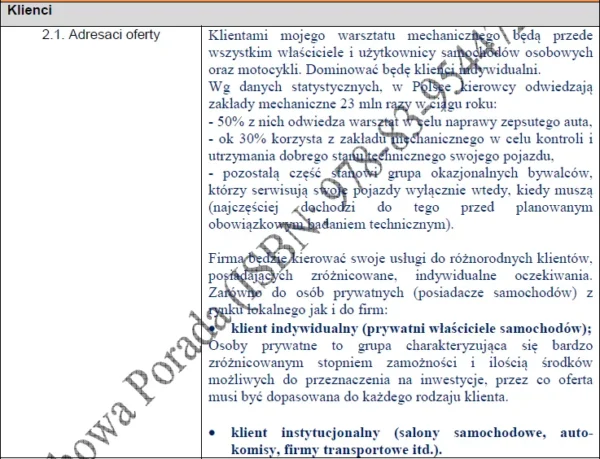 Biznesplan warsztat samochodowy – gotowy wzór PDF do dotacji