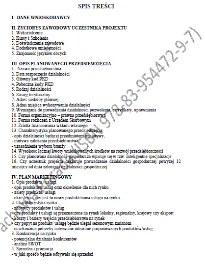 Biznesplan pracownia krawiecka