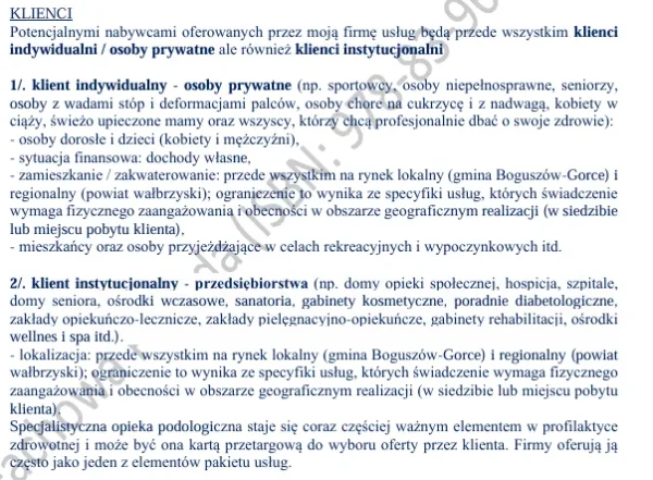 Biznesplan mobilny podolog – wzór PDF do dotacji