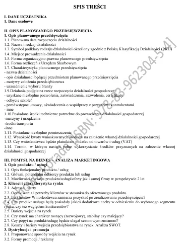 Spis treści 1 Biznesplan warsztat samochodowy PDF – wzór do dotacji