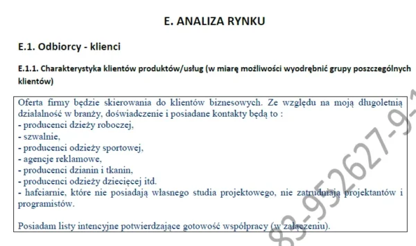 BIZNESPLAN znakowanie odzieży (haft komputerowy, termotransfer, projektowanie) – wzór PDF do dotacji
