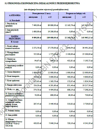 Biznesplan pieczenie ciast i tortów na zamówienie - wzór PDF do dotacji