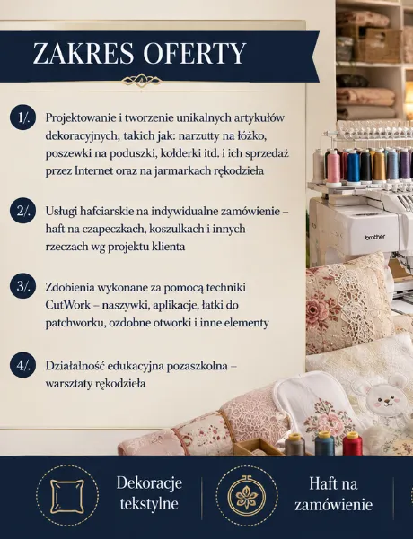 BIZNESPLAN pracownia szycia i haftu (haft, dekoracje i rękodzieło) - wzór PDF do dotacji
