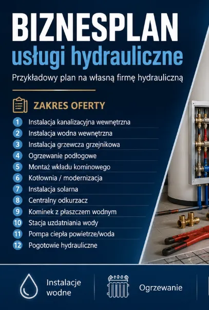 BIZNESPLAN usługi hydrauliczne (instalacje wodne, grzewcze i pompy ciepła) - wzór PDF do dotacji
