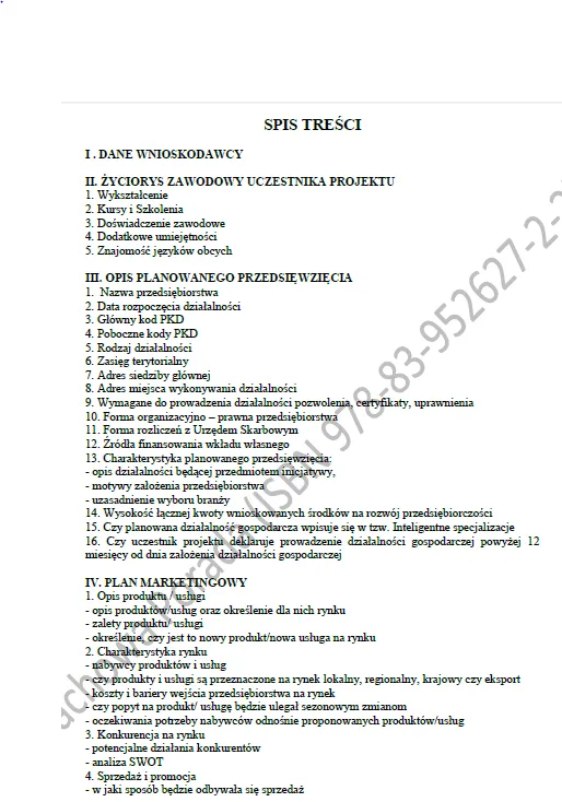 BIZNESPLAN usługi krawieckie (projektowanie i szycie odzieży) - wzór PDF do dotacji
