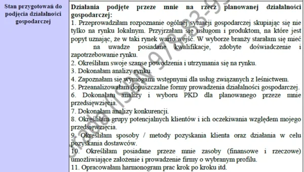 BIZNESPLAN usługi leśne (zrywka drewna, pielęgnacja i ochrona lasu) - wzór PDF do dotacji