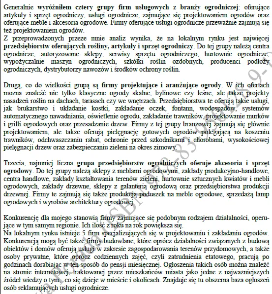 BIZNESPLAN usługi ogrodnicze (pielęgnacja ogrodów i terenów zielonych) – wzór PDF do dotacji