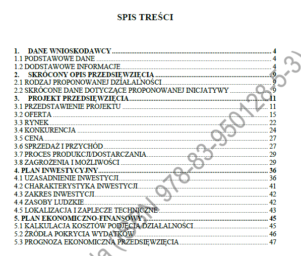 BIZNESPLAN wyroby z filcu (filcowanie na mokro i rękodzieło) - wzór PDF do dotacji