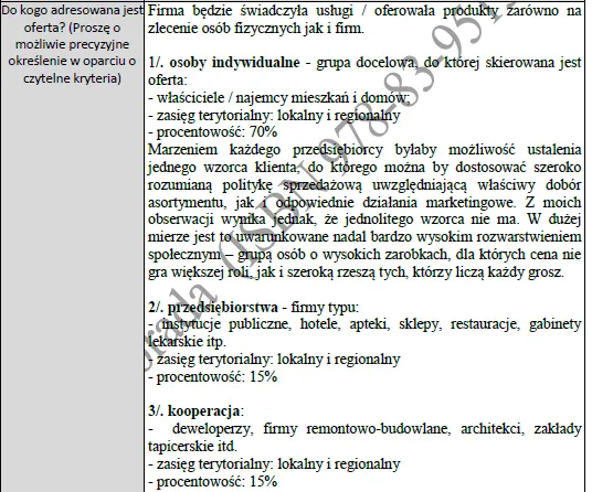 BIZNESPLAN zakład stolarski (meble na wymiar, renowacja i montaż) - wzór PDF do dotacji