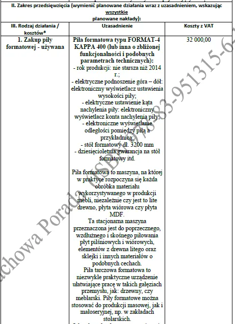 BIZNESPLAN zakład stolarski (meble na wymiar, renowacja i montaż) - wzór PDF do dotacji