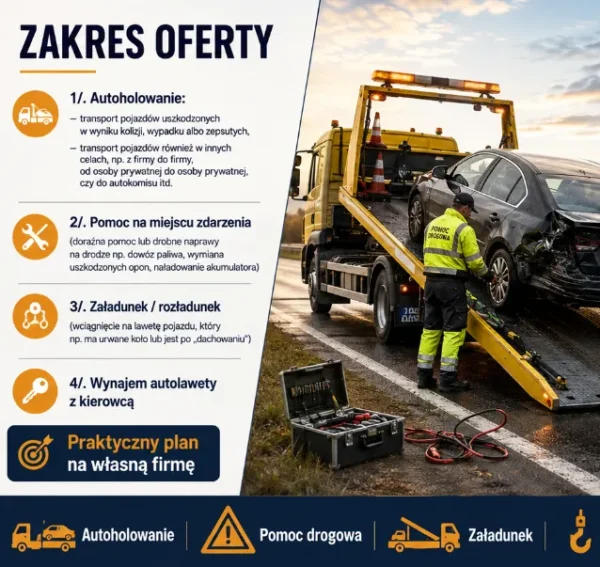 BIZNESPLAN autolaweta (pomoc drogowa i holowanie) - wzór PDF do dotacji