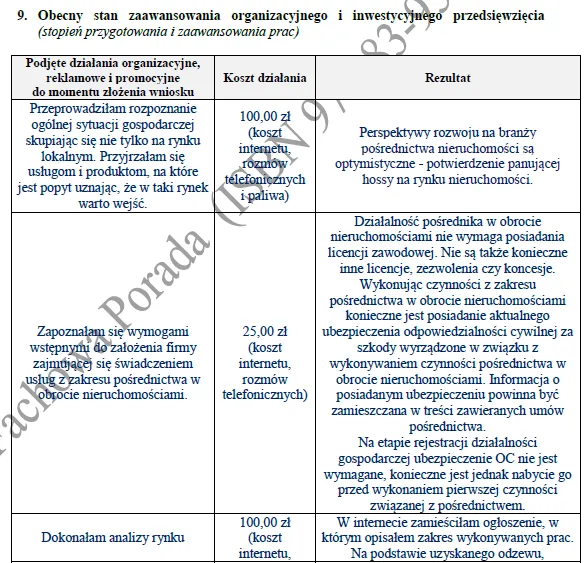BIZNESPLAN biuro nieruchomości (pośrednictwo w sprzedaży, kupnie i najmie) - wzór PDF do dotacji