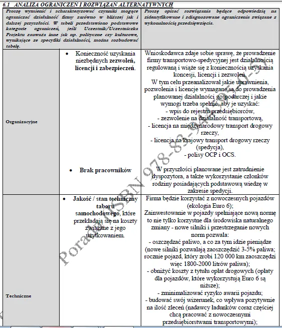 BIZNESPLAN firma transportowa (krajowy i międzynarodowy transport drogowy towarów) - wzór PDF do dotacji