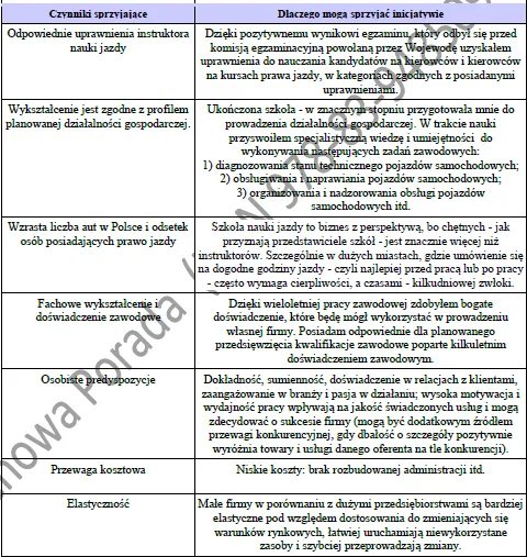 BIZNESPLAN instruktor nauki jazdy (jazdy kursowe i doszkalające) - wzór PDF do dotacji