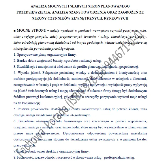 BIZNESPLAN kwatery pracownicze (pokoje i noclegi dla pracowników) - wzór PDF do dotacji
