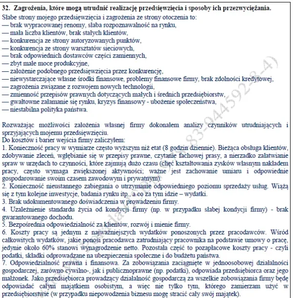 Biznesplan mechanik samochodowy (warsztat naprawy i serwisu pojazdów) - wzór PDF do dotacji