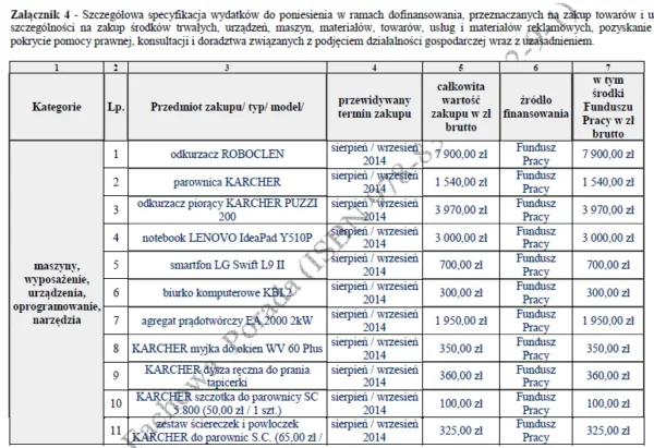 BIZNESPLAN mobilne pranie tapicerki samochodowej (meble, dywany i wykładziny) - wzór PDF do dotacji