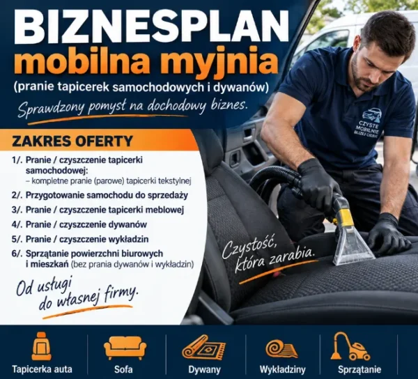 BIZNESPLAN mobilne pranie tapicerki samochodowej (meble, dywany i wykładziny) - wzór PDF do dotacji