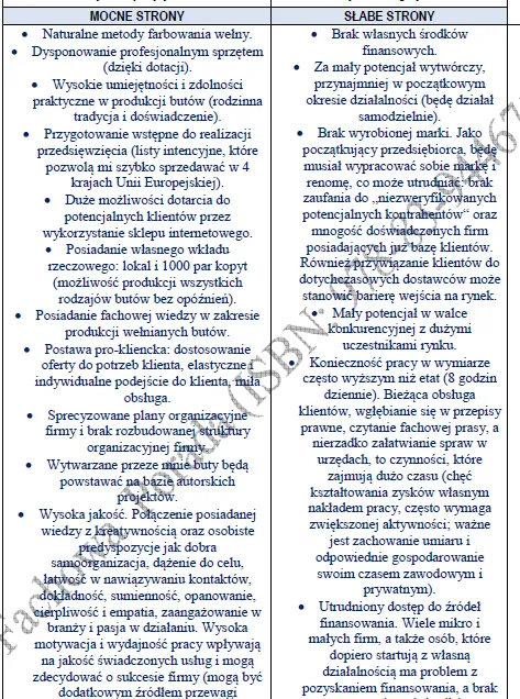 BIZNESPLAN produkcja butów wełnianych (rękodzieło i obuwie handmade) - wzór PDF do dotacji