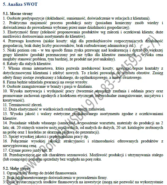 Biznesplan produkcja noży myśliwskich (zakład nożowniczy i akcesoria myśliwskie) - wzór PDF do dotacji-2 BIZNESPLAN produkcja noży myśliwskich (zakład nożowniczy i akcesoria myśliwskie) - wzór PDF do dotacji