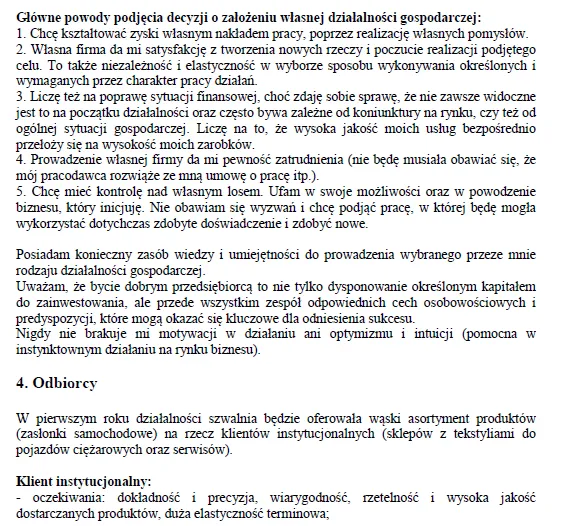 BIZNESPLAN szwalnia ze sklepem internetowym (tekstylia dla hoteli i transportu) - wzór PDF do dotacji