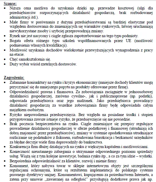 Biznesplan szwalnia ze sklepem internetowym (tekstylia dla hoteli i transportu) - wzór PDF do dotacji