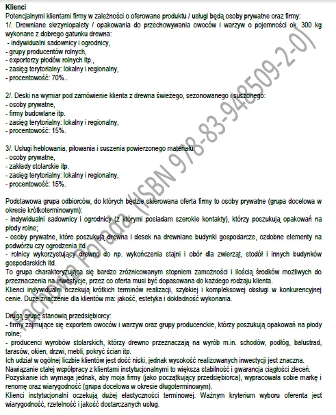 BIZNESPLAN tartak (usługi tartaczne i produkcja skrzyniopalet) - wzór PDF do dotacji