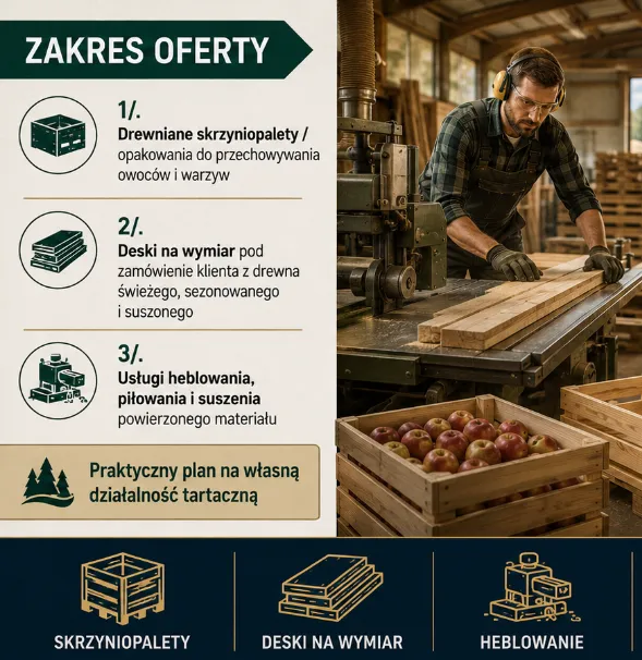 BIZNESPLAN tartak (usługi tartaczne i produkcja skrzyniopalet) - wzór PDF do dotacji