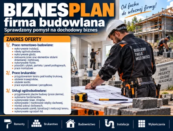 Biznesplan usługi ogólnobudowlane (remonty, brukarstwo, fundamenty i dachy) - wzór PDF do dotacji (małe-2) BIZNESPLAN usługi ogólnobudowlane (remonty, brukarstwo, fundamenty i dachy) - wzór PDF do dotacji