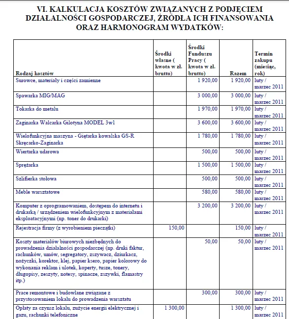 BIZNESPLAN usługi ślusarsko-spawalnicze i hydrauliczne (bramy, balustrady, spawanie i instalacje) - wzór PDF do dotacji
