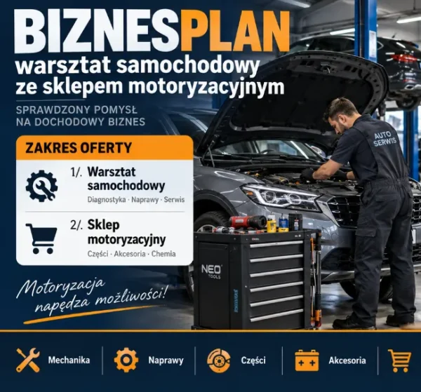 BIZNESPLAN warsztat samochodowy ze sklepem motoryzacyjnym - wzór PDF do dotacji