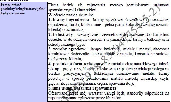 BIZNESPLAN zakład ślusarsko-spawalniczy (bramy, balustrady i konstrukcje metalowe) - wzór PDF do dotacji